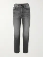 [Mother] Mother - The Tomcat Ankle Fray Distressed Straight-leg Jeans - Gray - 27 27 Gray
