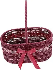HOOTNEE Handwoven Flower Basket with Rustic Handle Portable Woven Storage Holder for Home Decor Office Weddings Unique Lace Design for Creative Floral Arrangements