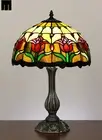 Free Postage JT Tiffany Stained Glass Tulip Style Bedside Table Lamp