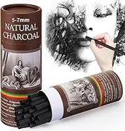 Gueevin 50 Pcs Willow Charcoal Sticks, Willow Charcoal, Soft Black Drawing Charcoal for Sketching and Drawing Art Sketch Artists Supplies, 5.7 Inch in Length
