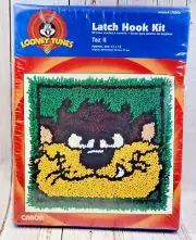 Vintage 97 Looney Tunes Taz 2 Tasmanian Devil Latch Hook Kit New Shrink-wrapped