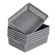 Plastic Organizing Baskets/Storage Tray Baskets,6-Pack,Gray
