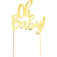 在飛比找蝦皮商城優惠-派對城 現貨【蛋糕裝飾-金Oh Baby】 歐美派對 蛋糕裝