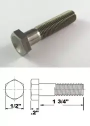 RACEBOLTS TITANIUM 5/16"-24 x 1 3/4" UNF HEX BOLT, Sprintcar Wingless Sprint