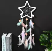 Star Bubble Dream catchers Room Wall Hanging Decor with Light Colorful Feather