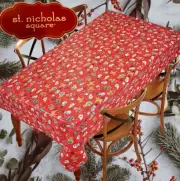 St Nicholas Square Vinyl Oblong Christmas Holiday Tablecloth. 52 x 70 or 60 x 84