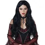 Long Curly Gothic Black Vampire Wig – Spooky Curly Hair for Halloween, Cosplay, Vampire Costumes, and Role Play Party Accessories