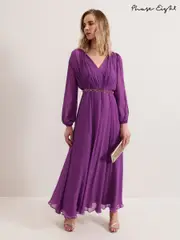 Phase Eight Purple Amal Pleated Dress (F62940) | $528