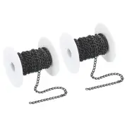 33Ft Curb Chain, Twisted Cuban Link Chain with Spool 6 x 3.5 x 1mm, Dark Silver