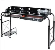 Overbed Table Computer Desk with Wheels - Mobile Laptop Cart with CPU Stand and Keyboard Tray - Nursing Table for Hospitable,Black