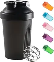 Shaker Bottle For Protein Powder Mixed Plastic Workout Water Bottle 400 ml with Mixball Non-Leak Cap Shaker Cups for Fitness Sports Gym Supplement Drinks Bottles (Black)