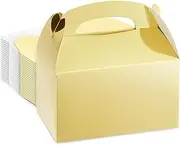 Juvale 24-Pack Treat Boxes - Candy Gable Boxes for Party Favors, Birthday, Wedding, Baby Shower (Gold, 6.2x3.5x3.6 In)
