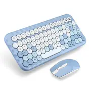 Catzon Joyroom Honey Keyboard Mouse Combo Wireless 2.4G Mixed Color With Honeycomb Key Caps-Blue
