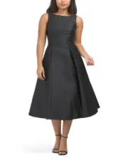 ADRIANNA PAPELL Mikado Satin Midi Fit And Flare Dress (size 16)
