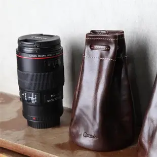 cam-in 深咖啡色 真皮鏡頭袋 胎牛皮相機鏡頭 保護袋 cam6117B