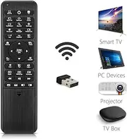 Pepper Jobs Official W10 GYRO LED Backlit Keyboard Fly Mouse QWERTY Keyboard for Win 10, mini PC controller, 6-Axis Gyro Air Remote w/Learning Remote Control Function