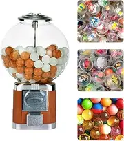 Candy Gumball Vending Machine Big Bubble Gumball Machine, Countertop Ball Bulk Vending Machine for 500 Pieces 1.26inch Ball, Classic Gumball Pinballs Capsule Toys Bank,Brown