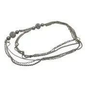 David Yurman Sterling Silver Chain Cut Out Ball Diamond Necklace