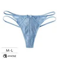 在飛比找momo購物網優惠-【aimerfeel】Sexy Hip 丁字褲-藍灰色/珍珠