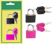 [MEGANEOPRE] 2 Pcs Small Locks with Keys,Multicolor Mini Key Locks, Plastic-Covered Copper Keyed Padlock for Luggage, Backpack, Gym Locker, Suitcase, Boxes