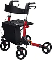 Walker,Along Walker Mobility Rollators 4 Wheel with Seat,Stander EZ Fold-N-Go Lightweight Folding Walker with Padded Seat, Ergonomic Handle and Carrying Case (Color : Red) Little Surprise
