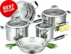 Coppernox 5-Piece Cookware Set Silver Nonstick Durable Kitchen Pans