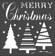 1- 5.5x5.5 inch Stencil (TQ-1) Christmas Holiday - Merry Trees (6mil)