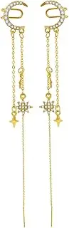 [SAFIGLE] Elegant Women's Earring Clip Non Piercing Moon Star Earrings Comfortable Dangle Ear Hook Clips
