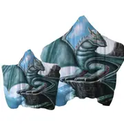 Blue Dragon Cliff Fantasy Art Towel with Hood