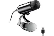 USB Computer Microphone, Podcast Microphone Desktop with Mute Button for Recording Streaming with Volume Control for PC(black)
