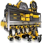 Spampur Power Tool Organizer for Tool Storage, Drill Holder Wall Mount, Tool Organizers and Storage Rack for Garage Organization, Heavy Duty Metal Tool Shelf, Utility Storage Rack for Cordless Drill