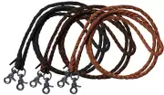 New! 8' foot Nylon braided ROPING REINS w/ Leather ends Scissor snap 3 COLORS!