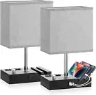 Fully Dimmable Bedside Lamps for Bedroom with USB C Ports, Grey USB Table Lamp S