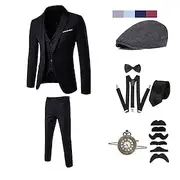 Classical Retro Vintage Roaring 20s Pants Outfits Suits Blazers Gentleman Gangster Solid Colored Men's Performance Party Date Cravat Top Pants All Seasons