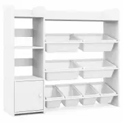 Costway 4-Tier Kids Toy Storage Box Bookshelf Display Rack White