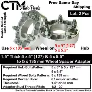 2x 1.5" Thick 5x5.5 to 5x135 87mm CB Wheel Adapter Spacer Dakota/Durango/Ram1500