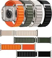 SHUNMAN Sport Bands 4 Pack Compatible with Apple Watch Ultra 42mm 44mm 45mm 49mm, Replacement Bands for Apple Watch with Titanium G-Hook Braided