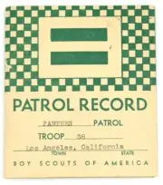 1944 Patrol Record Los Angeles Area Council, CA Boy Scouts BSA Joseph Roush JR.