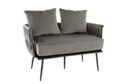 Giantex 2-Seater Velvet Sofa Chair Lounge Sofa Couch Leisure Armchair w/2 Pillows/Weaved Back & Arms Grey