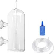 Aquarium Air Bubbler Glass Cup with 2 Air Stones, High Dissolved Oxygen for Fish Tank, Bubble Stopper