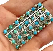 Navajo Snake Eye Turquoise 4 Row Cluster Ring Sz 10 Sterling by Roberta Begay