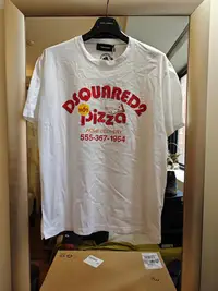 在飛比找Yahoo!奇摩拍賣優惠-DSQUARED2 D2全新真品義大利製PIZZA字樣白色短