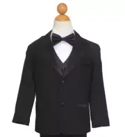 TODDLER FORMAL SUIT SET, ( NO TIE ), BLACK/WHITE, SIZE: M (12-18 Month)