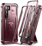 [Dexnor] Full Body Case for Samsung Galaxy S23 Plus【Double Front Frame & Kickstand】, Bumpershock Technology Drop Protection Rugged Phone Cover Shockproof Protective Bumper Case - Magic Red