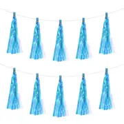 120Pcs Luminous Sky Blue Tassel Garland Banner with Rope