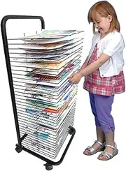 Art Easel Drying Rack, Painting Drying Rack with 35 Flexible Shelves 4 Wheels, Canvas Art Storage Rack for Classroom, Art Studio, Art Club