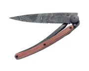 Deejo Serration Lightweight Folding Knife - Black/Coral Wood/Topography - 37g