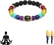 [GRYPIT] Pulsera Arus 7 Chakras Original, Pulsera Arus 7 Chakras, Pulsera 7 Chakras, Health Bangle Lymphatic Drainage 8mm Lava Rock Beaded Handmade for Women and Men，Pulsera Arus 7 Chakras