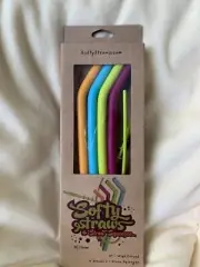 Softy Straws Reusable Silicone Drinking Straws - Big Size with Curved Bend 9”