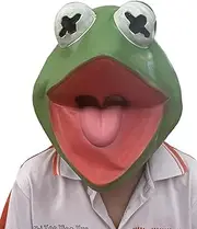 BravoPlay Kermit The Frog Head Mask Helmet The Muppet Show Full Face Cosplay Props Masquerade for Adults
